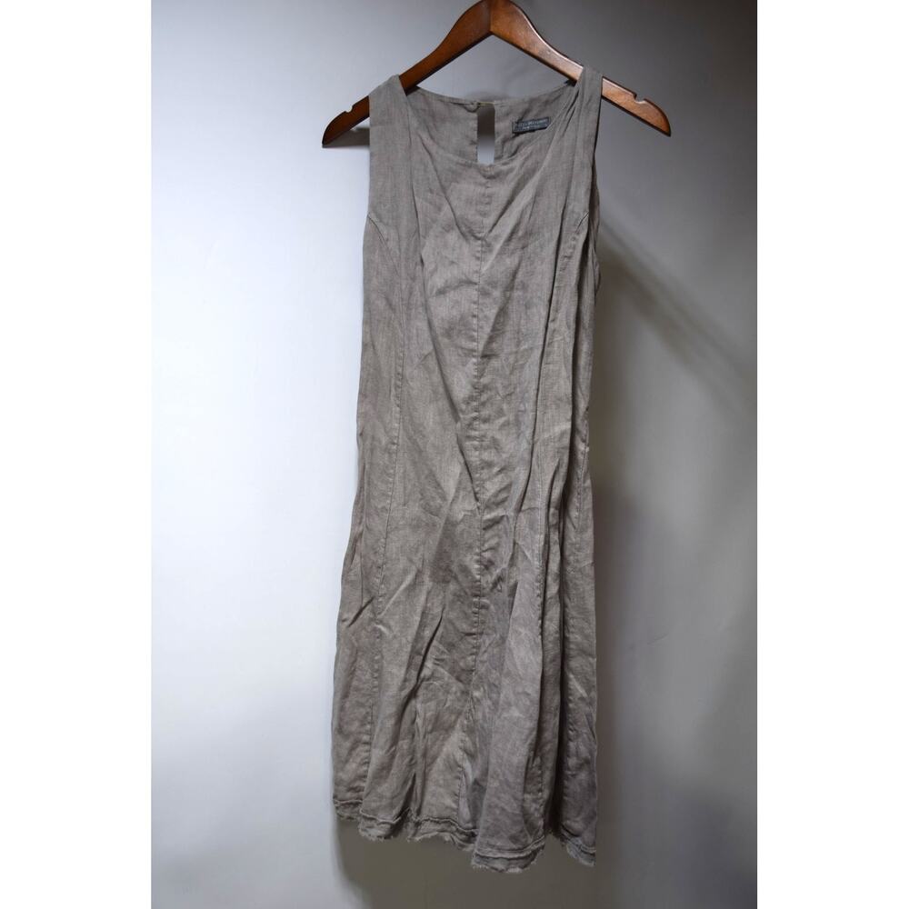 Piazza Del Tempio 100% Linen Midi Dress Gray Taupe Sleeveless Italy Size S